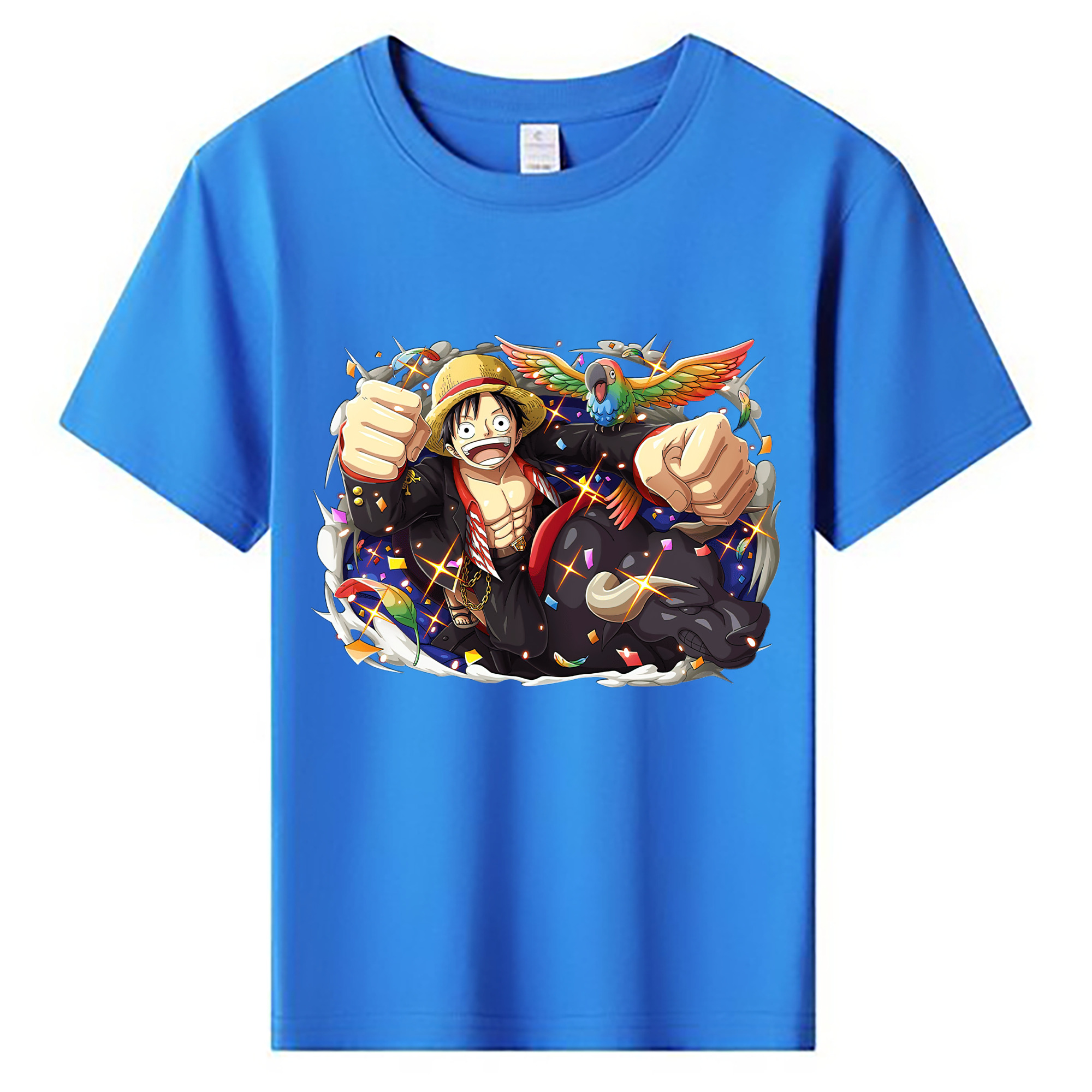 ワンピース モンキー・D・ルフィ ONE PIECE Monkey D. Luffy 綿100％キッズTシャツ（フロントプリント）